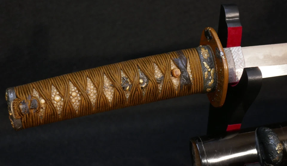 Antiguo Koto Wakizashi 脇差, Raro Namichidori 波千鳥 Onda y Chorlito Pájaro Cobre Tsuba Foto 2 de 4