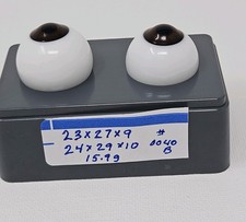 Vintage German Hand Blown Glass Doll Eyes 23/24mm Brown Pair Round Eyes