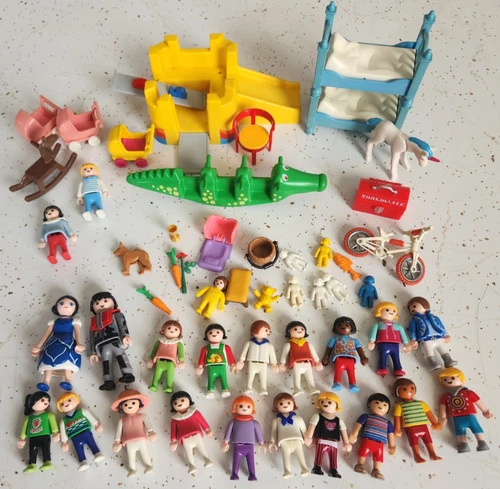Vintage Playmobil Lot People Bike Playground Chair Bed Strollers ++
