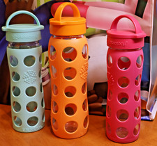 Lifefactory Water Glass Bottles Green Pink Orange VG
