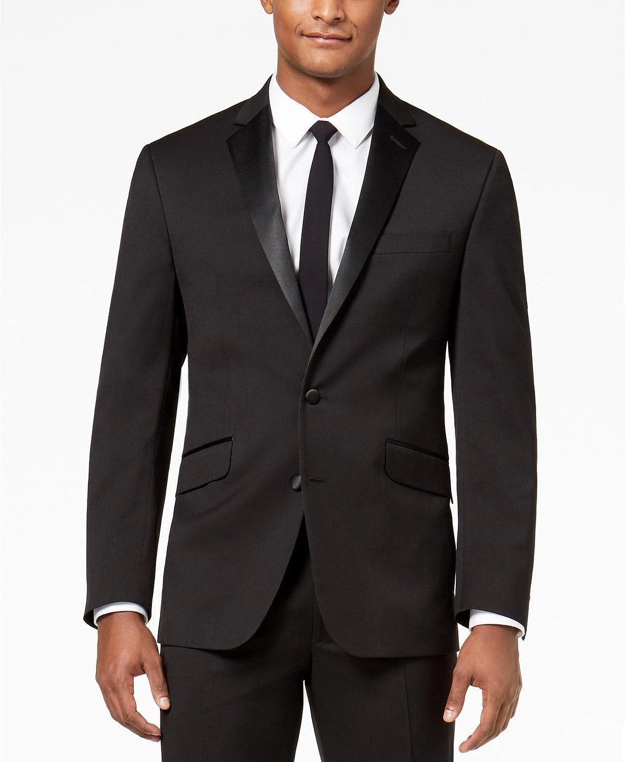 Kenneth Cole Mens Slim Fit Tuxedo Jacket 40 Long Black 29454006-006