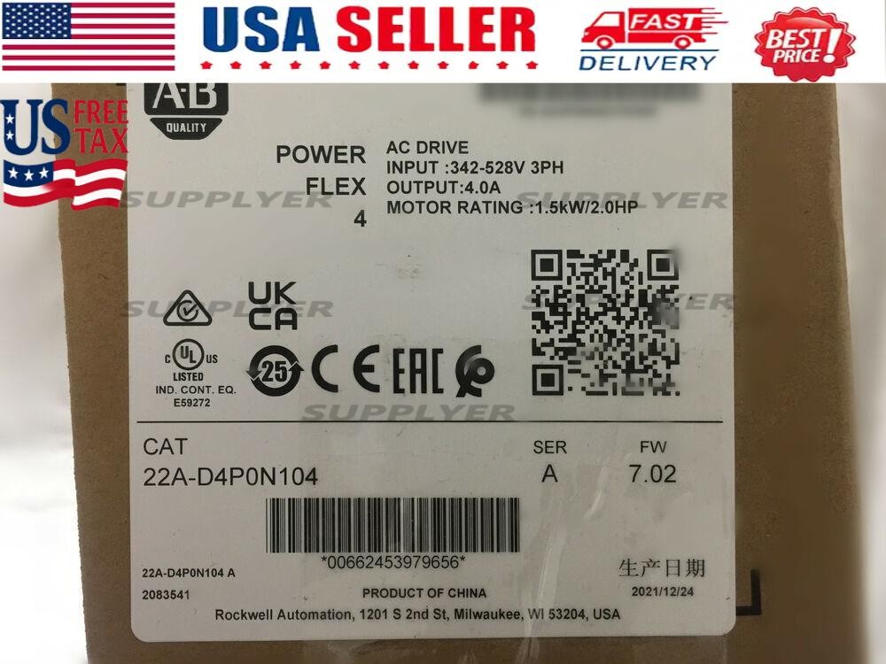 Allen-Bradley 22A-D4P0N104 POWERFLEX AB 22A D4P0N104 US Free Tax