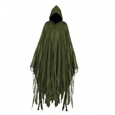 Halloween Hooded Cloak Medieval Renaissance Cloak Wizard Robe with Army Green