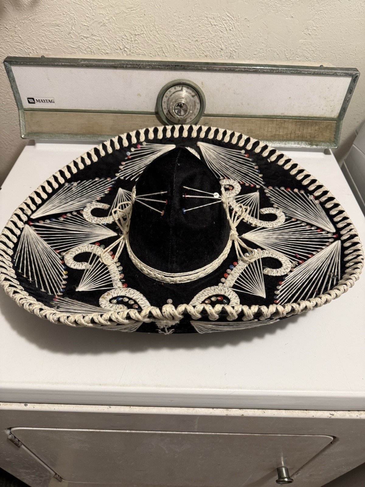 Vintage Authentic PIGALLE CalidaXXXXX Black Silver Mexican Sombrero Mariachi Hat