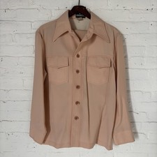 Vintage 70s Leisure Suit Mens L Jacket Coat 38x27 Pants Disco Mod NOS Peach