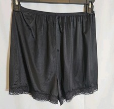 Vtg Vanity Fair Nylon Tap Pants 12-778 Pettipants Black W/ Lace Trim Sz Large