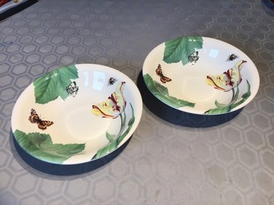 Floral Haven von SPODE - 2 x große Suppenschalen - Tulpen, Schmetterlinge & Bienen - 21 cm