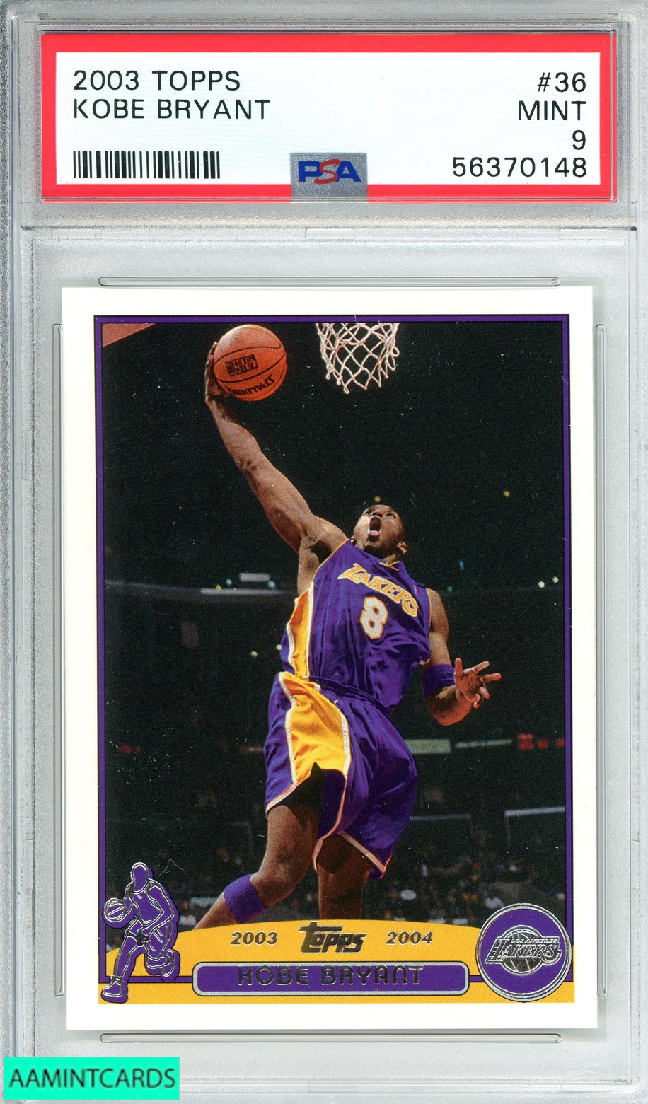 2003 TOPPS KOBE BRYANT #36 LOS ANGELES LAKERS MAMBA HOF!! PSA 9 MINT