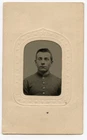 Tintype of Civil War soldier in patriotic CDV sleeve