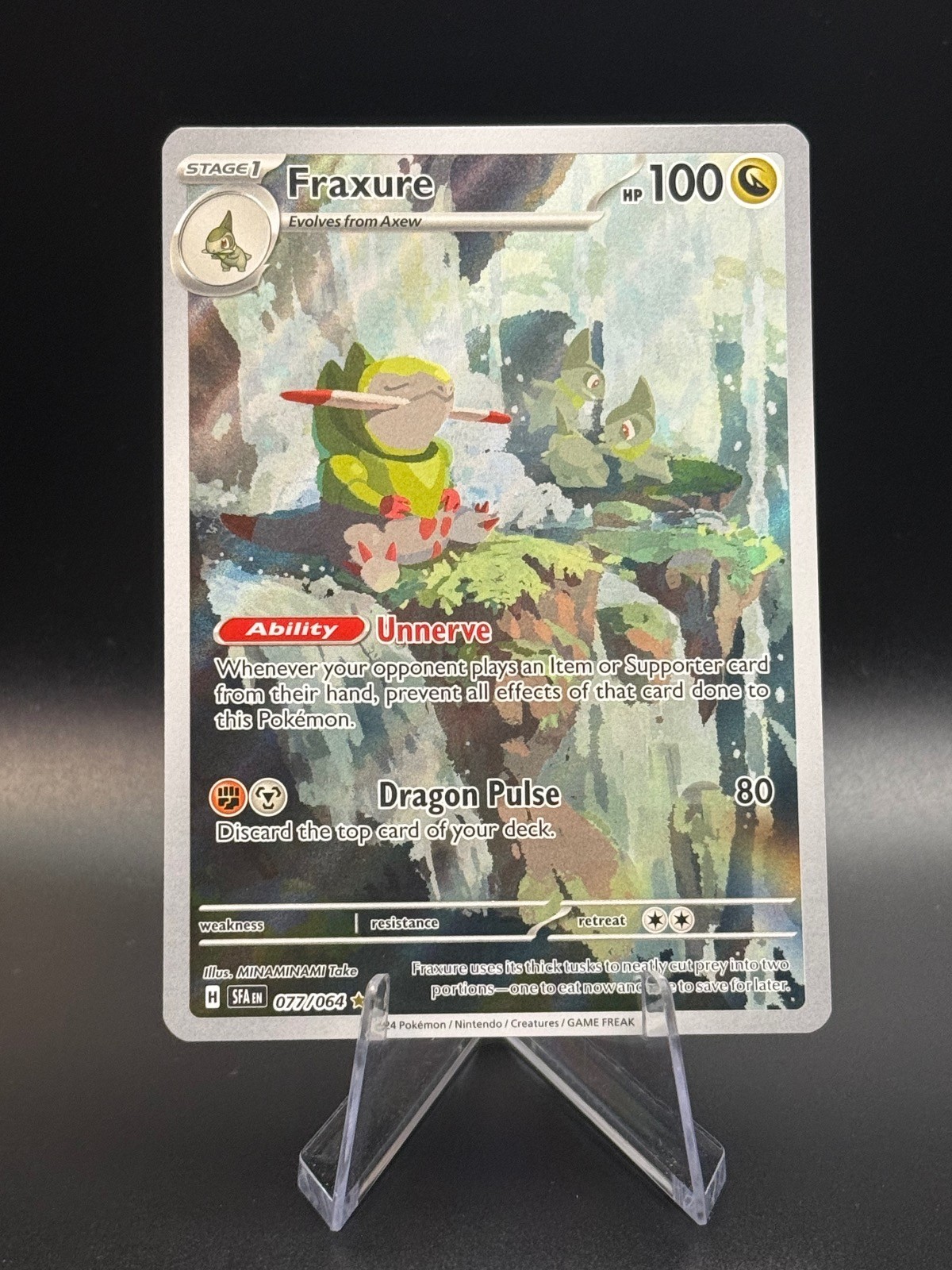 Fraxure 077/064 Illustration Rare Shrouded Fable Pokemon Holo Near Mint