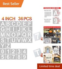 Versatile 36-Pack 4-Inch Letter/Number Stencils - Easy for DIY Creativity