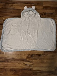 Little Giraffe Chenille Hooded Baby Towel Blue 38x24