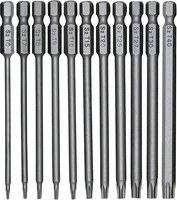 "11 StüCk Torx Schraubendreher Bit Set 100Mm Lang 1/4\" Magnetisch Sternenkopf Sch"