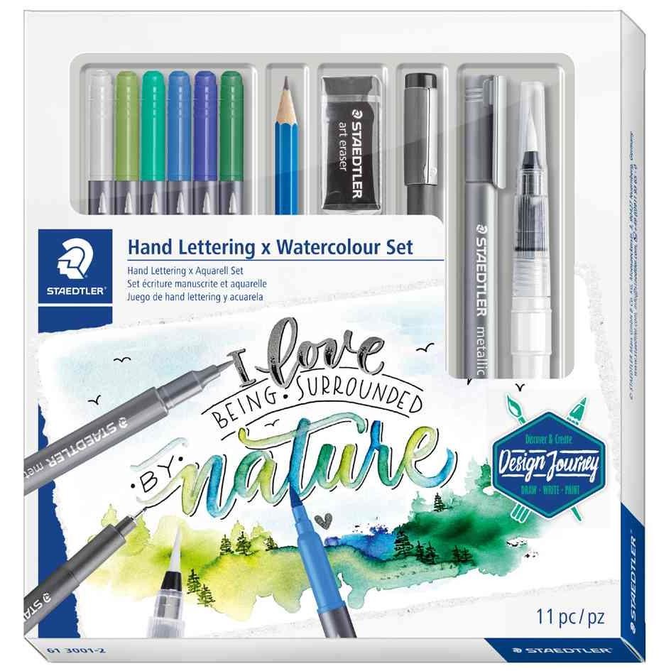 STAEDTLER Kit aquarelle et calligraphie 3001-2 pour initiation au lettrage