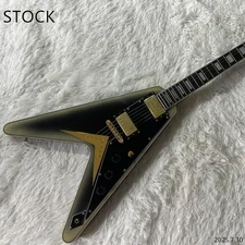 Eelctric guitar V shape Silver burst Black pickguard and Gold hardware block inl