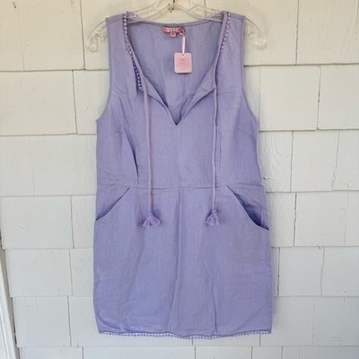 Calypso St. Barth Galia Dress Linen Purple size Medium NWT NEW