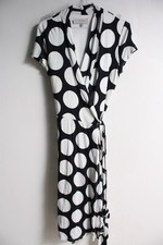 Hobbs Womens Polka Dot Wrap Dress Black - Size 10 (M37)