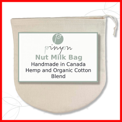 Pinyon Products Organic Reusable Nut Milk Bag For Straining Almonds Cashews