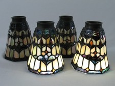 Set 4 Tiffany Style Stained Glass Lamp Replacement Shades Bell Shape Slag
