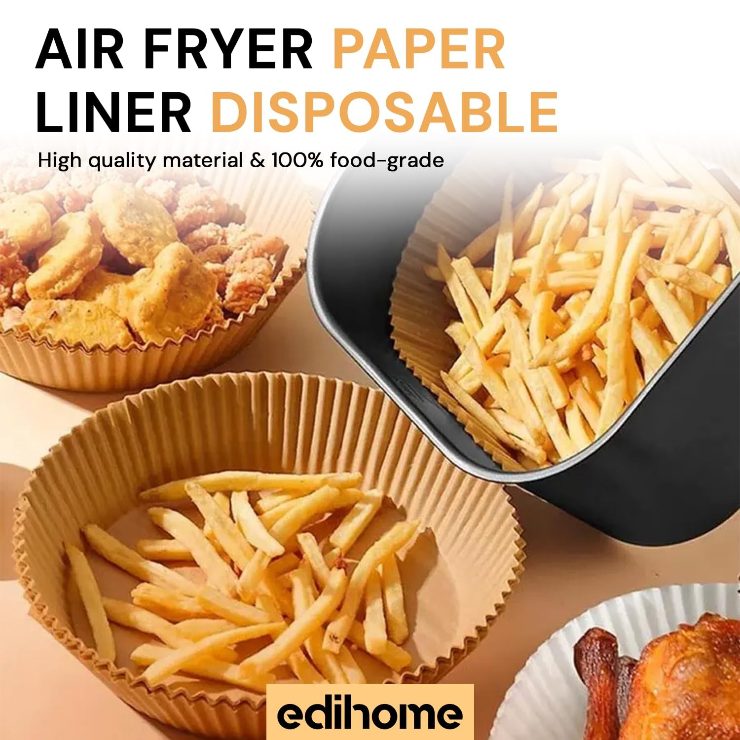 edihome Carta Forno per Friggitrice ad Aria BPA Free Monouso Adatto al Forno da foto 3