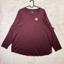 Seg'ments 100% Merino Wool Long Sleeve Women's 2X Burgundy Wine Base Layer Top