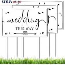 Double-Sided Wedding Directional Signs Weather-Resistant Easy Setup Elegant New