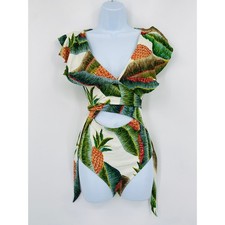 Farm rio forest palm ribbed wrap bodysuit