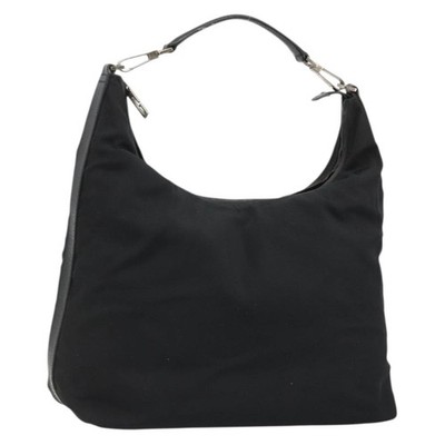 GUCCI Shoulder Bag Nylon Black Silver 001 1955 3444 Auth 175342