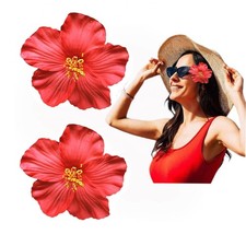 2 Pcs Red Hawaiian Flower Hair Clip for Adult Women Girls Fashion Bohemian Fl...