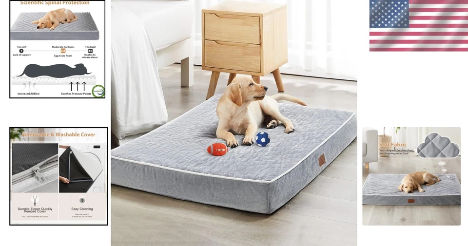 Cubierta de terciopelo lavable grande para cama ortopédica impermeable para perros Foto 2 de 4
