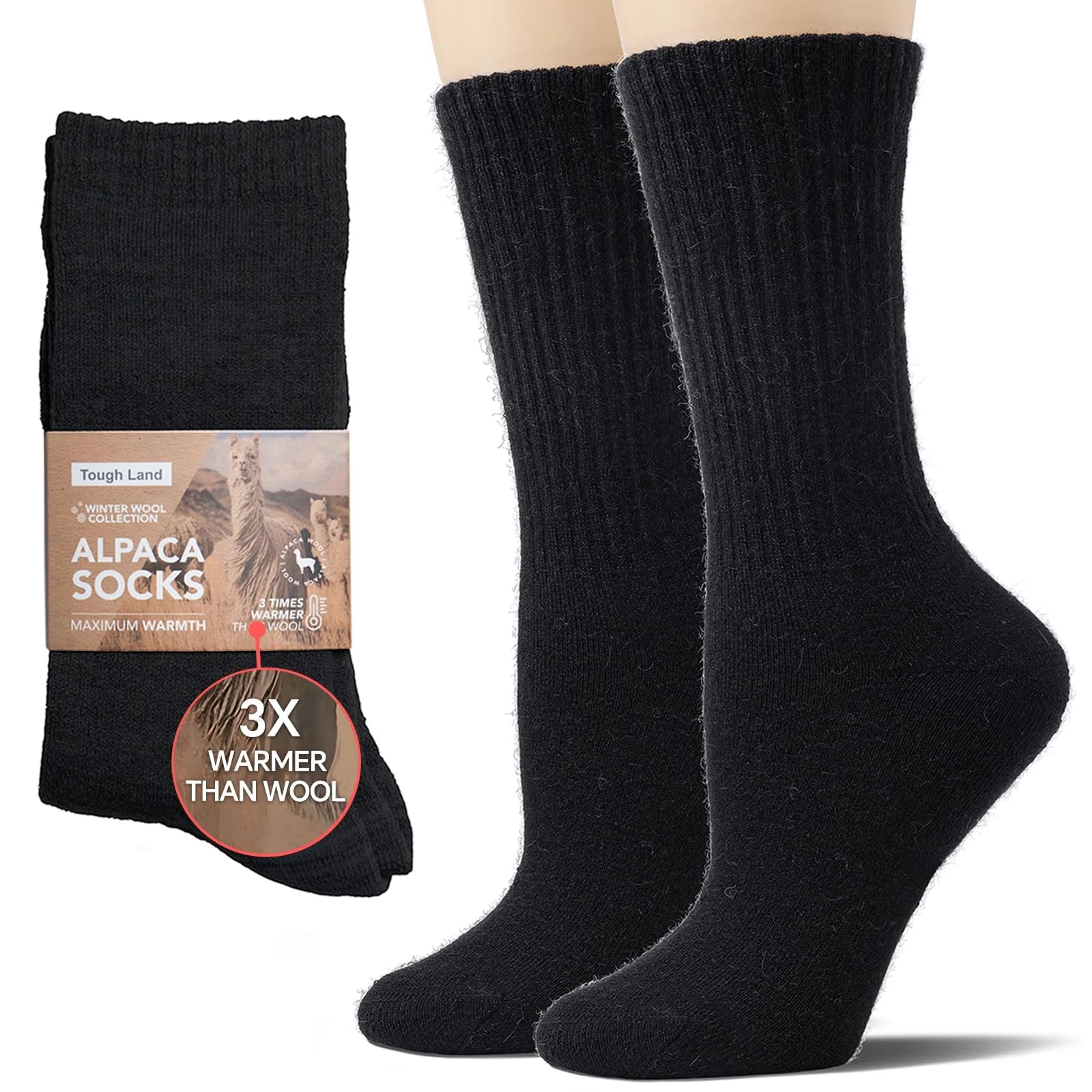Alpaca Wool Socks for Men and Women - Non-Itchy, Full Cushion Warm Crew Socks...