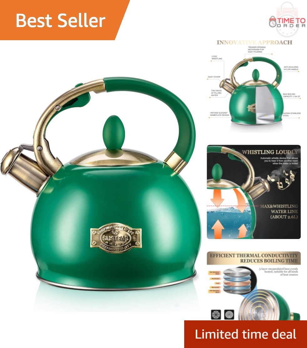 Kettle 2.6 Qt Green Ergonomic Handle