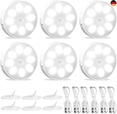 Night Light with Motion Sensor, 6 Pieces LED Cabinet Lighting Stair Lighting,