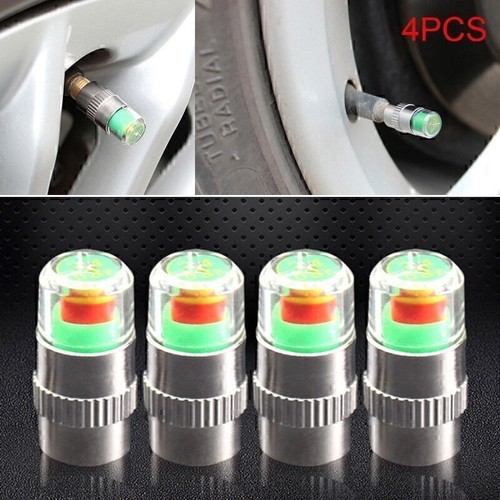 4Pcs Car Tire Valve Caps Pressure Monitor Sensor Indicator 3 Color Alert Wrench - Picture 12 of 12