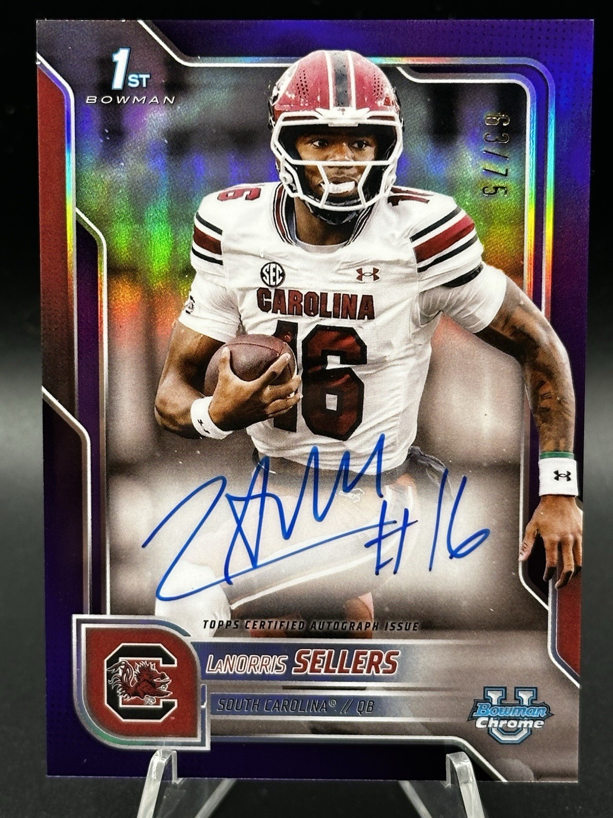 2025 Bowman Chrome U LaNorris Sellers 1st True Purple Auto  /75 GRADEABLE 🔥