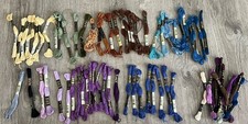 DMC Skeins Lot  Iris Extras Asst Blue Purple Green Cream Brown Floss Cotton