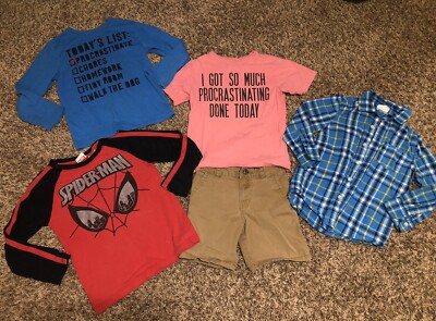  Great Boys Clothes Shorts & Tops Kids Toddler 4-6T Mixed Lot (5 Piece Lot) 