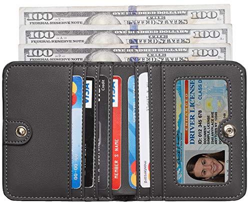 Womens Rfid Blocking Small Compact Bifold Luxury Genuine 06 ReNapa Grey Deep - Bild 2 von 6