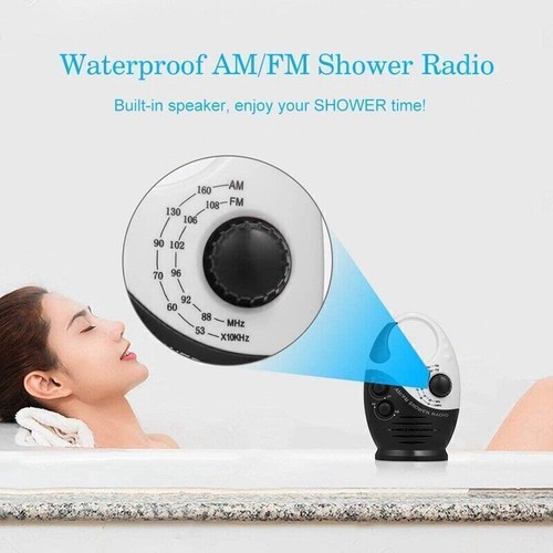 AM/FM Mini Shower Radio Bathroom Waterproof Radio Hanging Music Radio Built-in S - Bild 5 von 6