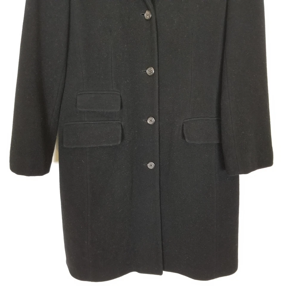 Винтажный Lauren Ralph Lauren женщин Virgin шерсти Тренч Sz 8 черный средней длины - Изображение 3 из 4