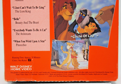 Disney Sing Along Songs Circle of Life VHS 1995 The Lion King