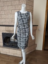 Carolina Herrera Womens Tank Sheath Dress Zip Crew Neck Houndstooth Size S/M