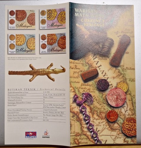 1998 Malaysia Currency Heritage Warisan Mata Wang Duit Money Stamp FDC c/w Broch - Picture 2 of 5