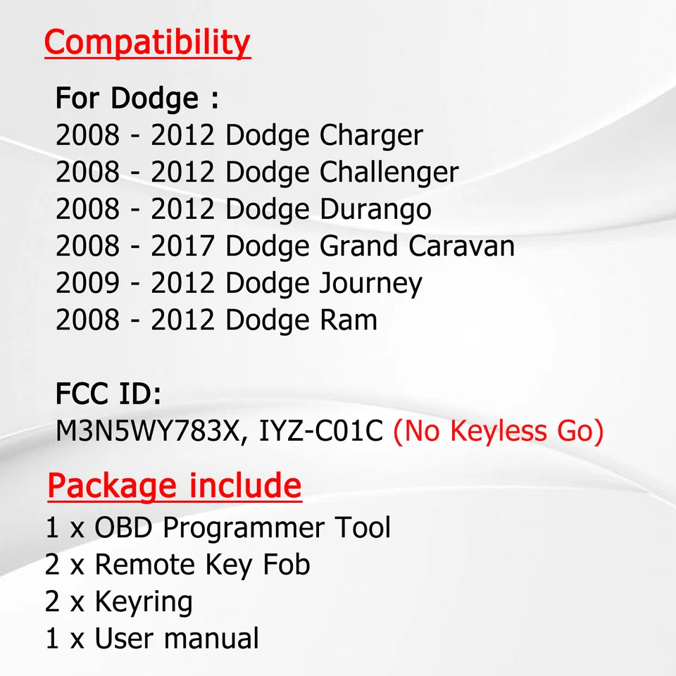 2 para Dodge Ram 1500 2500 3500 2009 2010 2011 2012 mando a distancia llave programa herramienta Foto 2 de 4