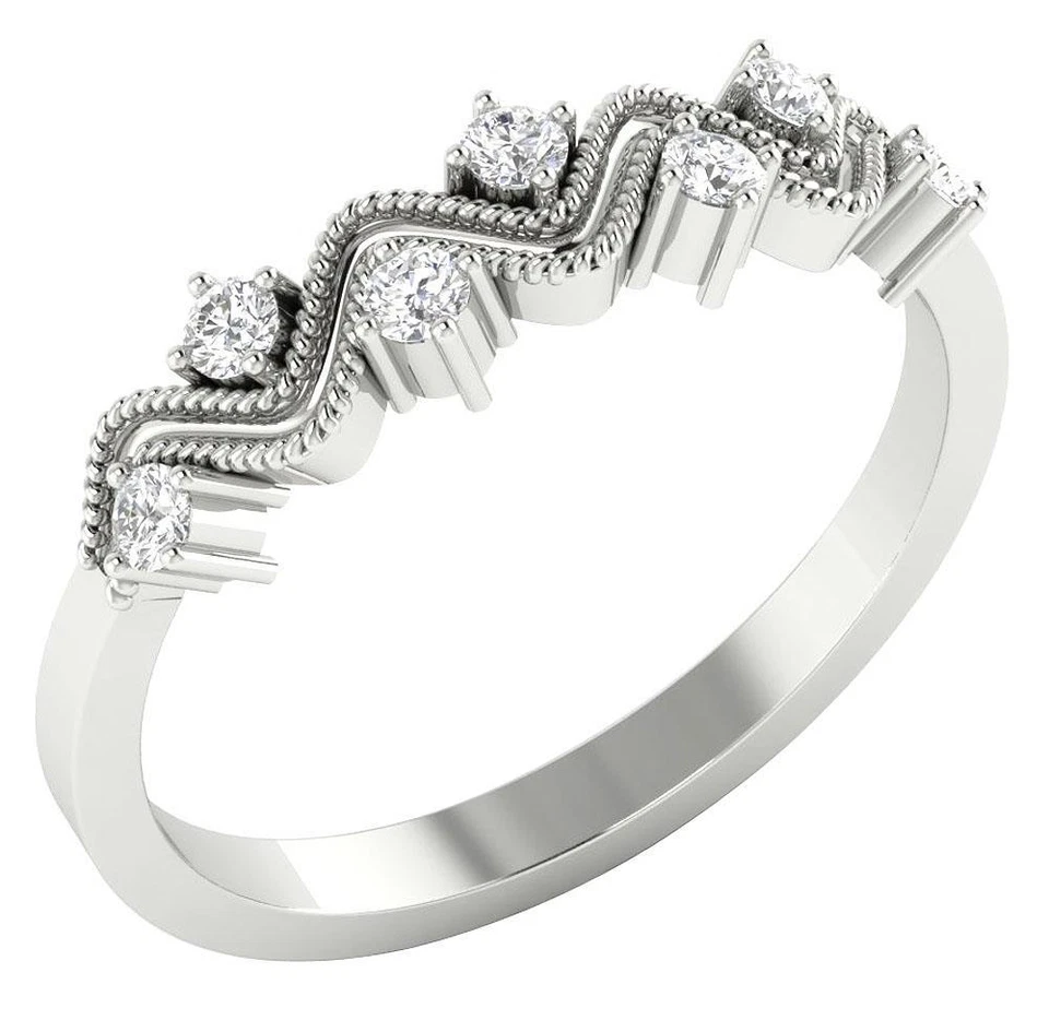 Anillo de boda compromiso en zigzag 7 piedras oro 14K 0,30 quilates diamante cultivado en laboratorio VVS F 0,30 quilates Foto 2 de 4