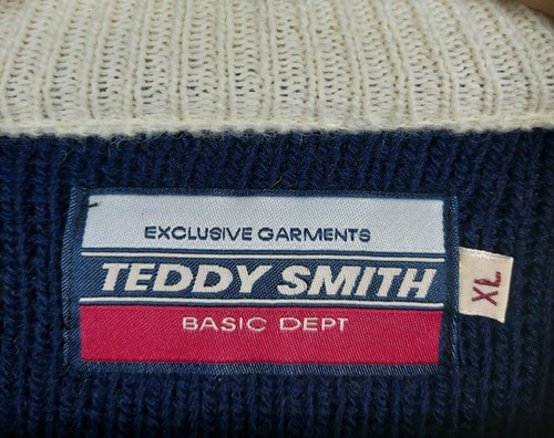 Jersey holgado años 80 90 peluche Smith industria mezcla de lana informal bretón azul marino para hombre XL - Imagen 10 de 10