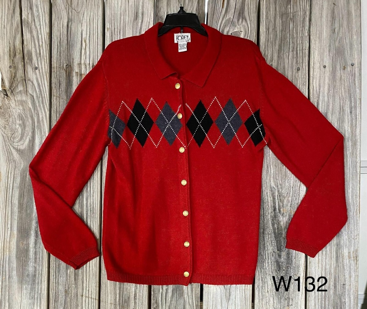 Vintage Koret Cardigan Classic Argile Pattern Acrylic/Wool Tag Says Small