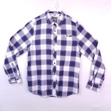 Buffalo David Bitton Mens Long Sleeve Button Blue White Plaid Shirt Size XL
