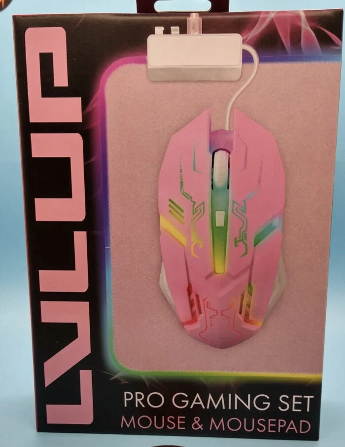 Pro Gaming Mouse & Mousepad Set RGB Lighted Pink Fast Wired Mouse +Pad NEW - Image 2 of 4