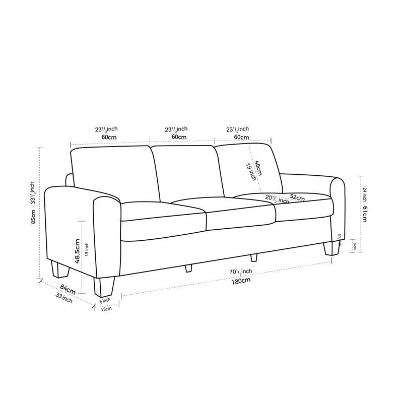 Upholstered Comfy Sofa 3 Seater Modern Couch Love Seat Settee Room